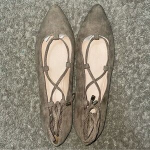 Ann Taylor Suede lace-up ballet flats